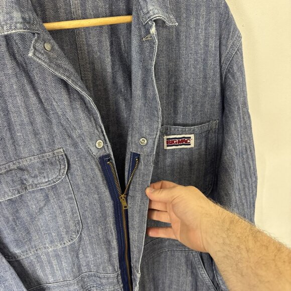 Vintage Big Mac Denim Coveralls Men 44 Made in USA Workwear Mechanic Suit - Picture 8 of 9